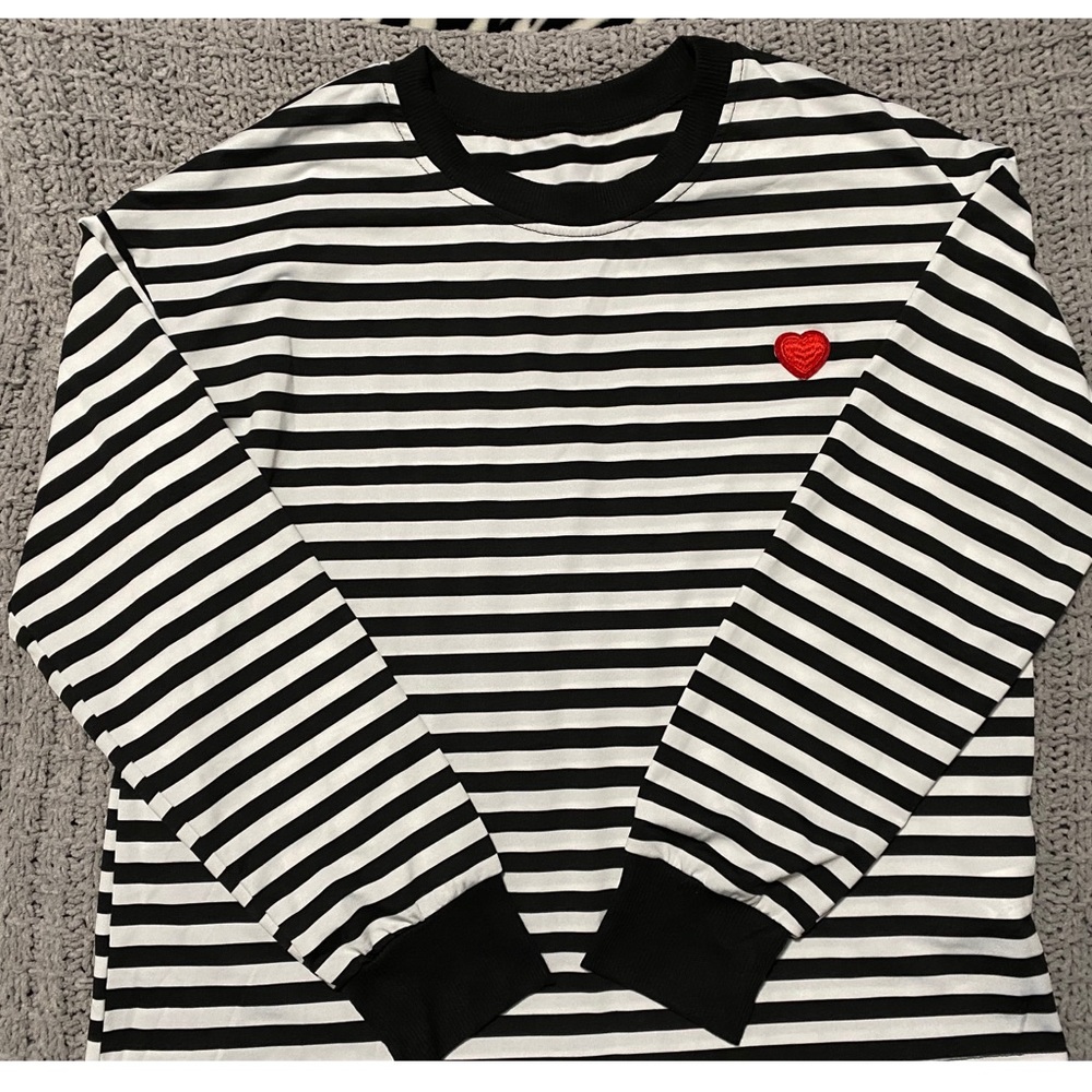 SHEIN black & white strip long sleeve top
